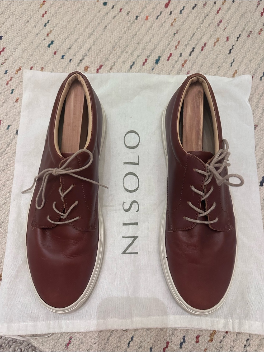 Nisolo Men’s Burgundy Diego Leather Sneakers